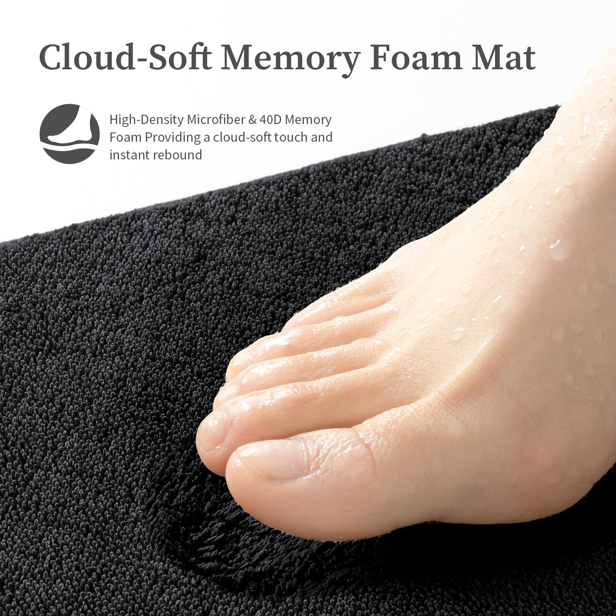 YIHOUSE memory foam bath rug with non-slip backing provides secure grip on tiles
