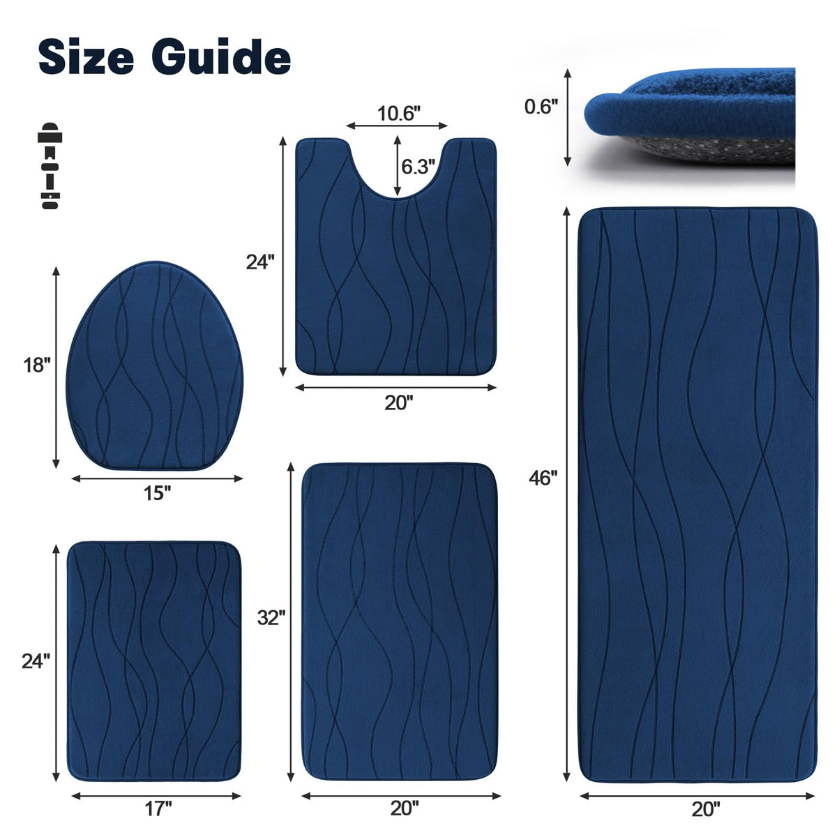 YIHOUSE memory foam texture close-up highlights thickness for cushioned steps
