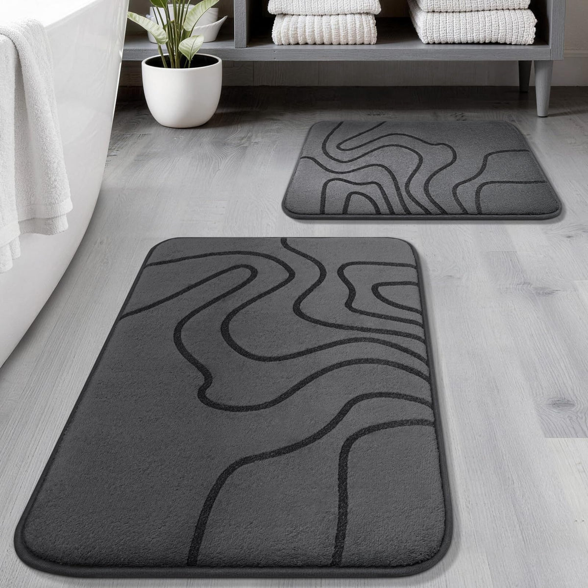 YIHOUSE memory foam bath rugs set with dual sizes for plush foot comfort.