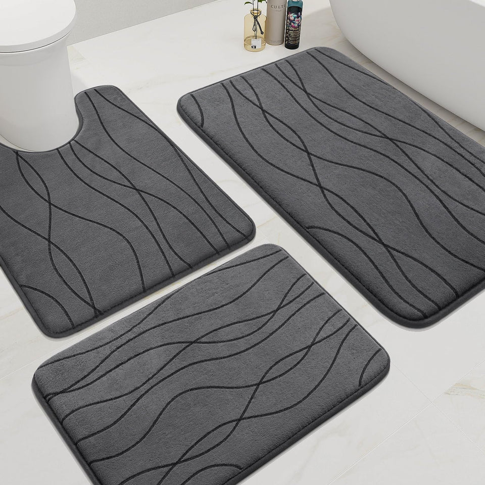 YIHOUSE memory foam rug 32x20 inches in dark grey for plush foot comfort.