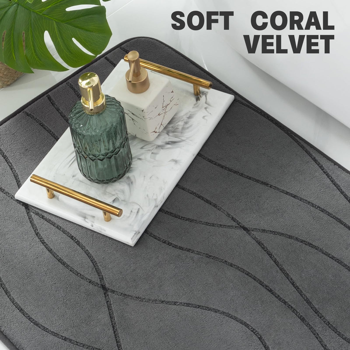 YIHOUSE memory foam bathroom rug set is machine-washable for easy care.