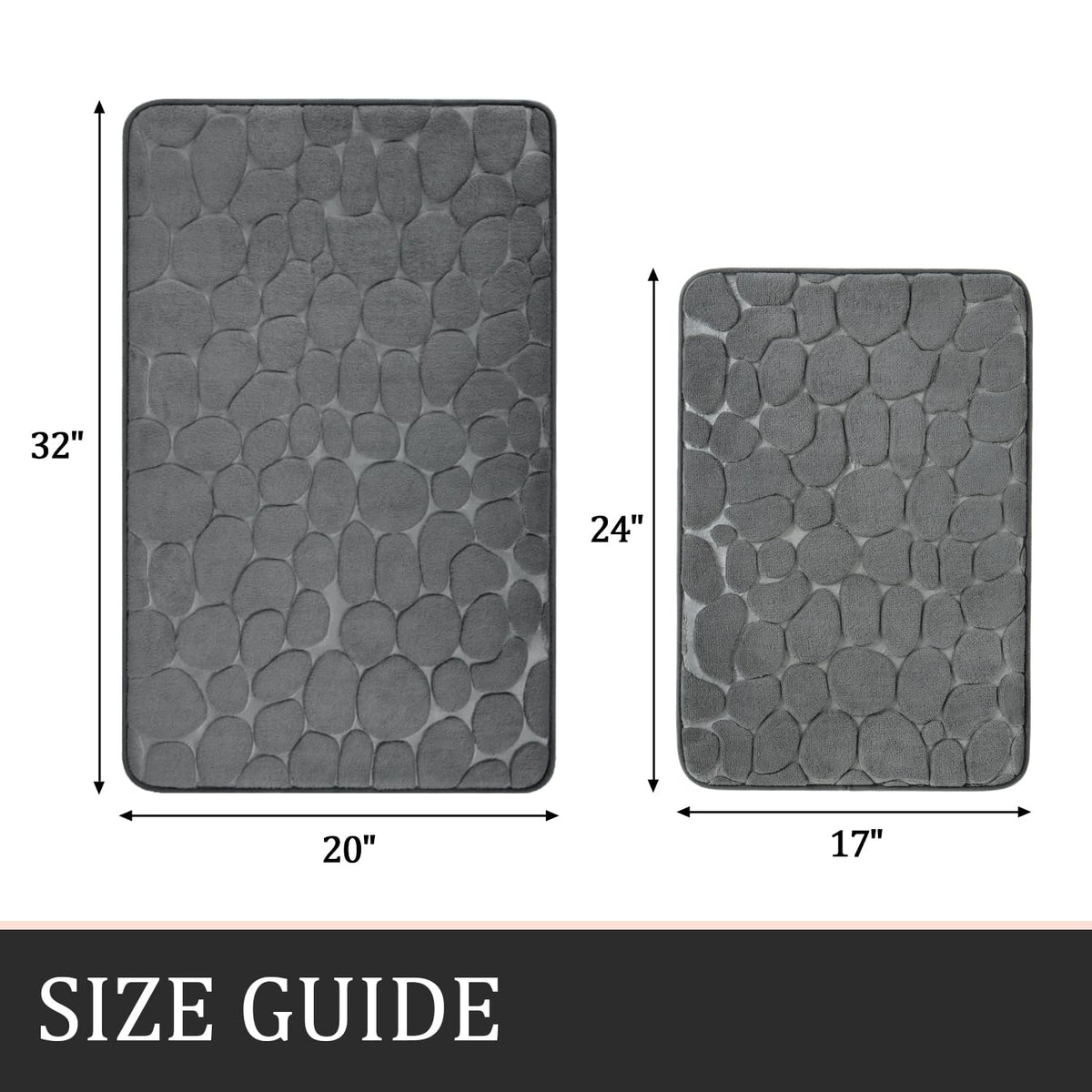 YIHOUSE non-slip backing bath mat—stable grip on wood or tile floors.