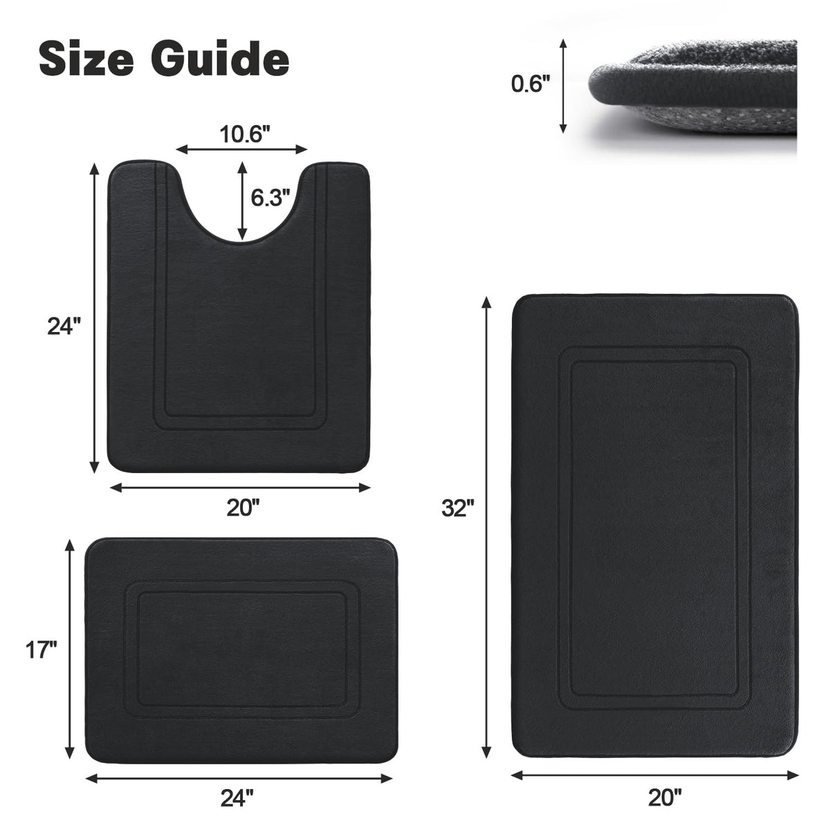 Non-slip backing with drip dots helps prevent shifting on wet floors.
