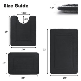 Non-slip backing with drip dots helps prevent shifting on wet floors.