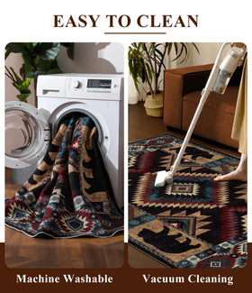 YIHOUSE Rustic Cabin Rug living room setting complements rustic decor.