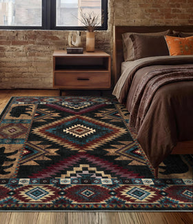 YIHOUSE Rustic Cabin Rug low-pile detail for easy door clearance.