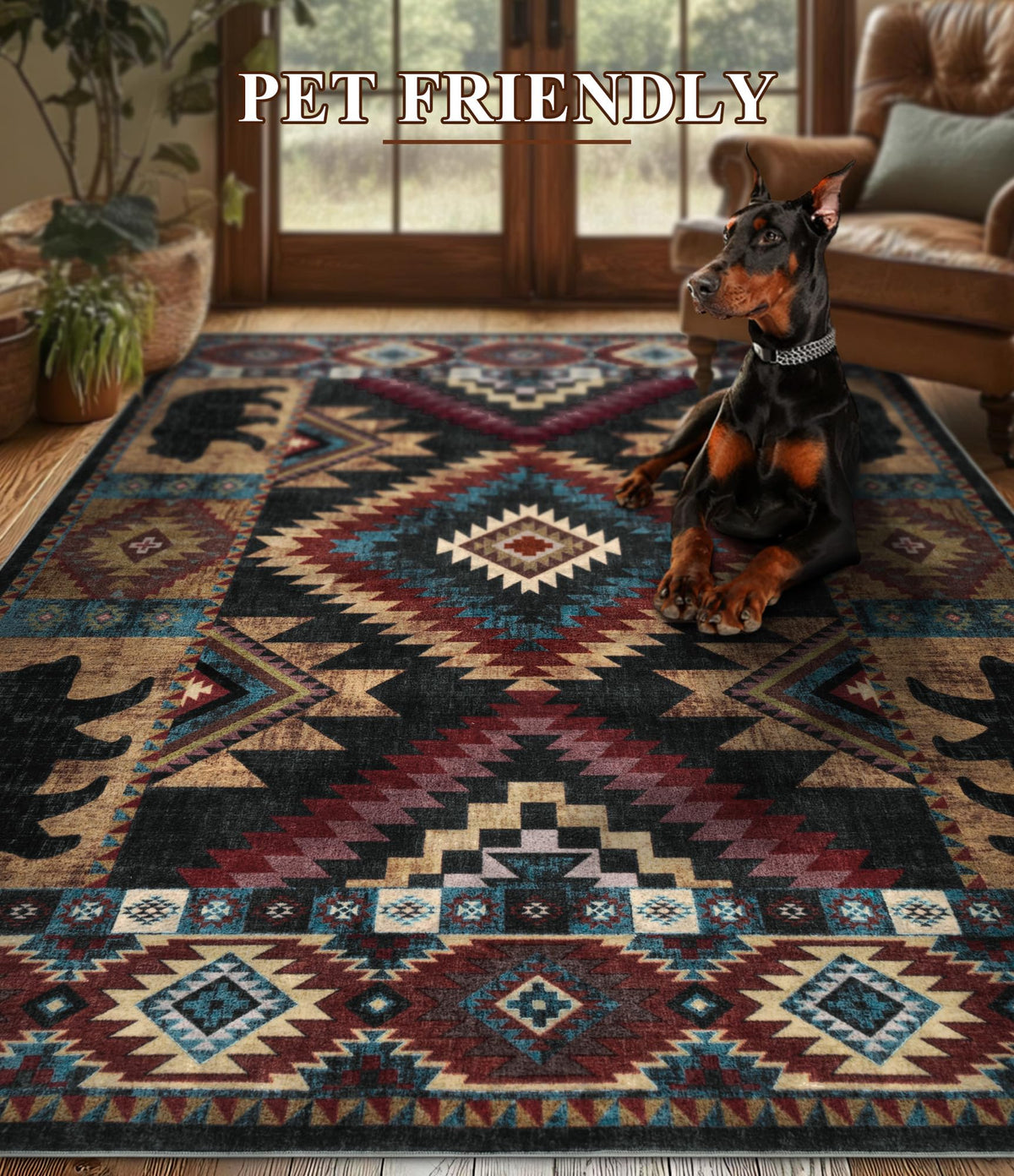 YIHOUSE Rustic Cabin Rug machine-washable feature for simple cleaning.