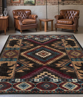 YIHOUSE Rustic Cabin Rug TPR non-slip backing on hardwood floors.