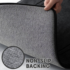 Memory foam padding provides gentle support in the bathroom.