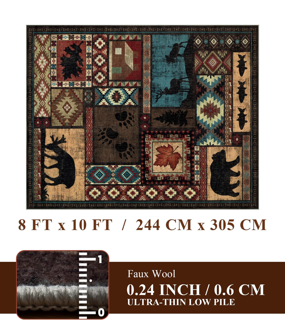 YIHOUSE bear pattern close-up highlights rustic design and charm.