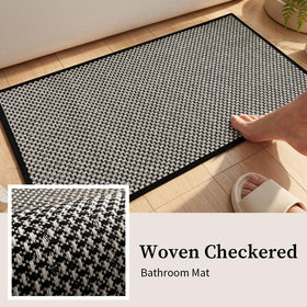 YIHOUSE thin bath mat black 32x17 front view emphasizes non-slip stability.