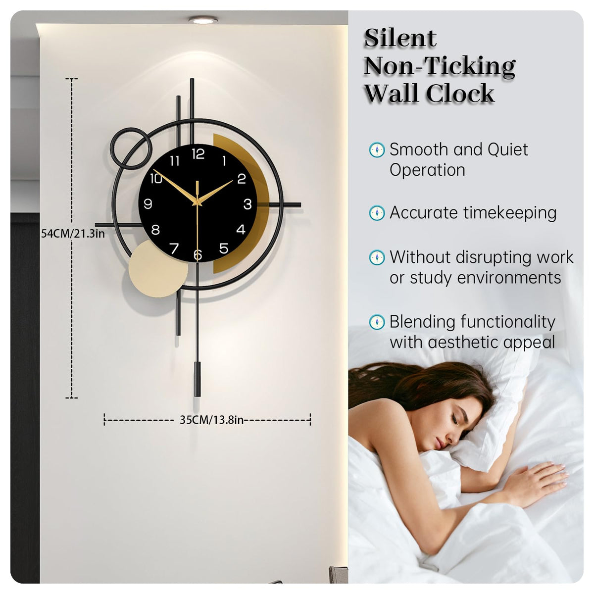 YIJIDECOR silent quartz movement ensures peaceful, non-ticking operation in bedrooms or offices.