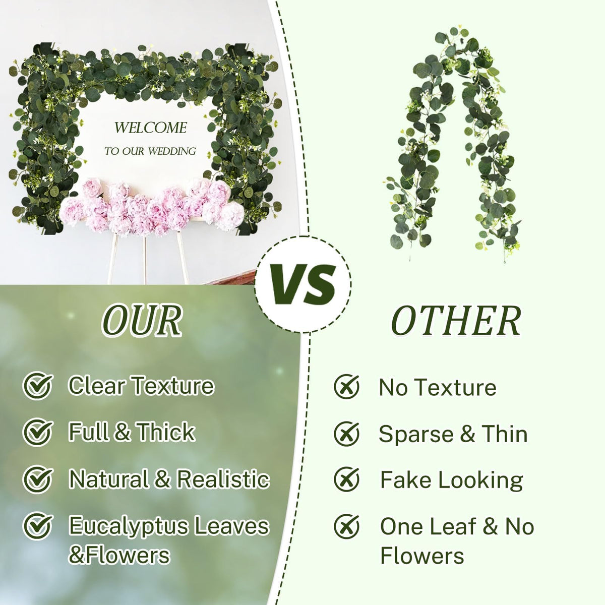 YIJXPOIN eucalyptus garland backdrop-decor creates soft, lush scenery.