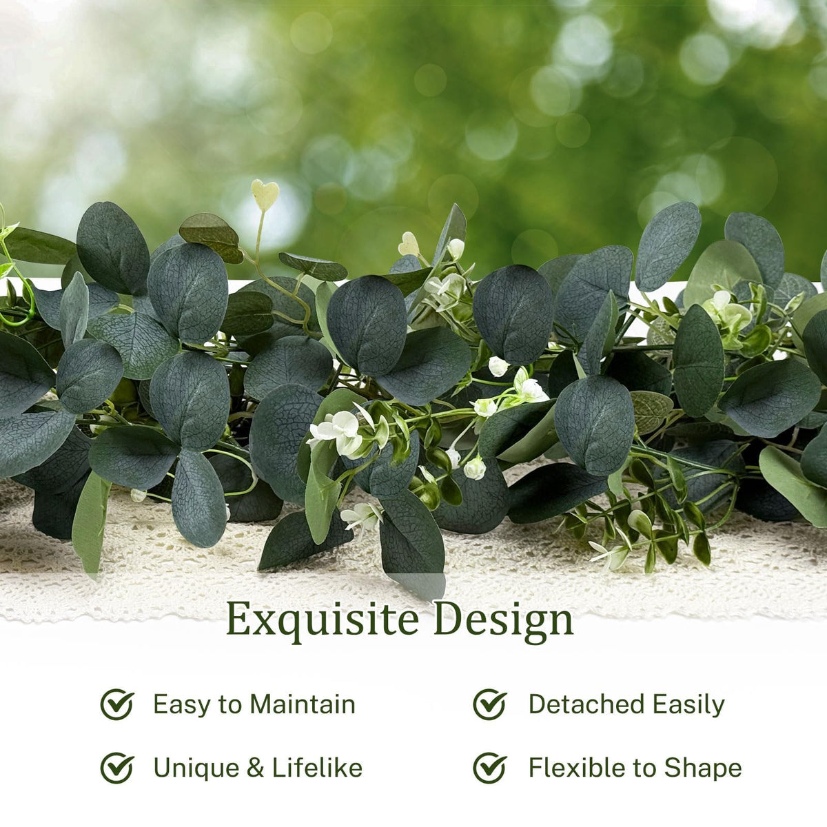 YIJXPOIN eucalyptus garland centerpiece-setup adds natural charm to tables.