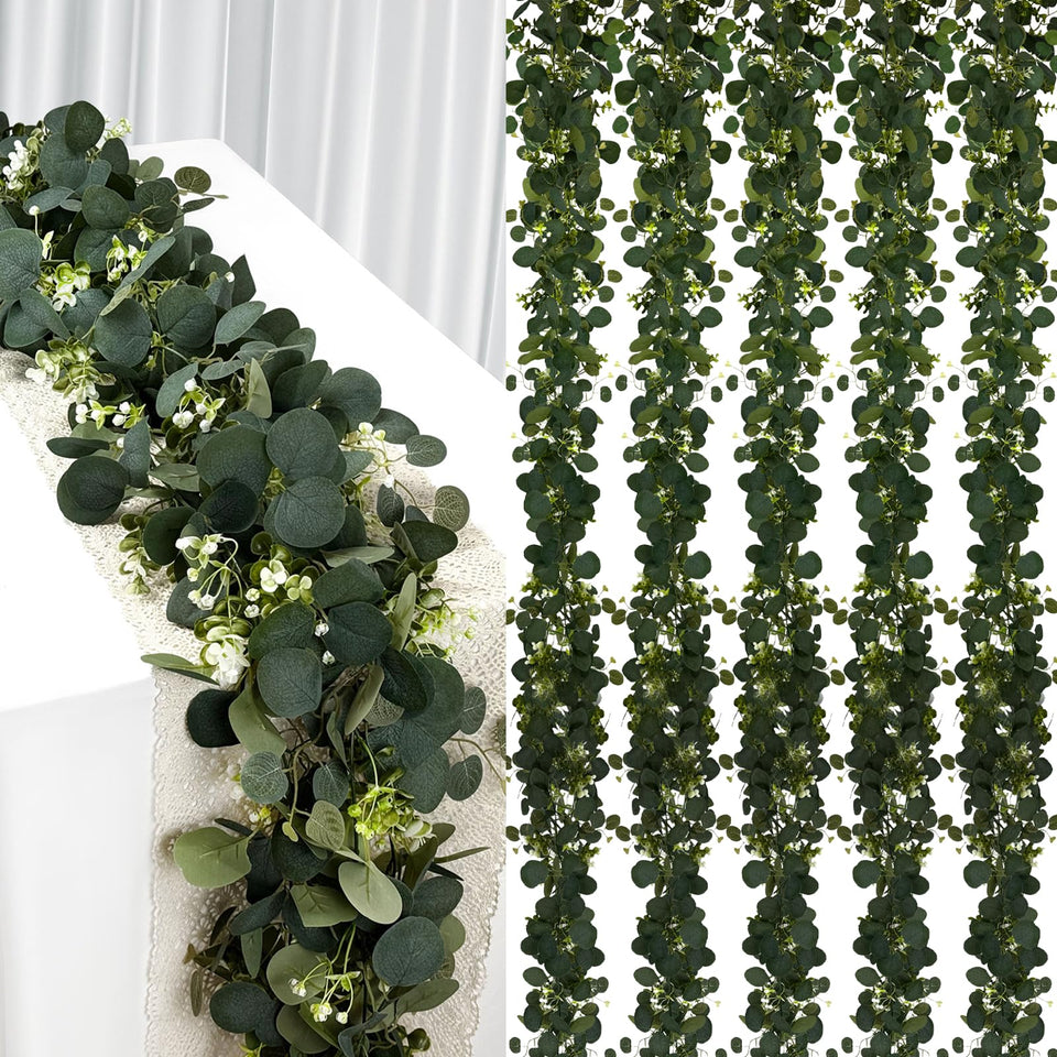 YIJXPOIN eucalyptus garland 6ft table runner enhances any event with fresh greenery.