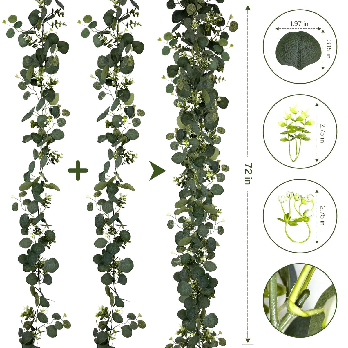 YIJXPOIN artificial eucalyptus garland on mantles for year-round decor.