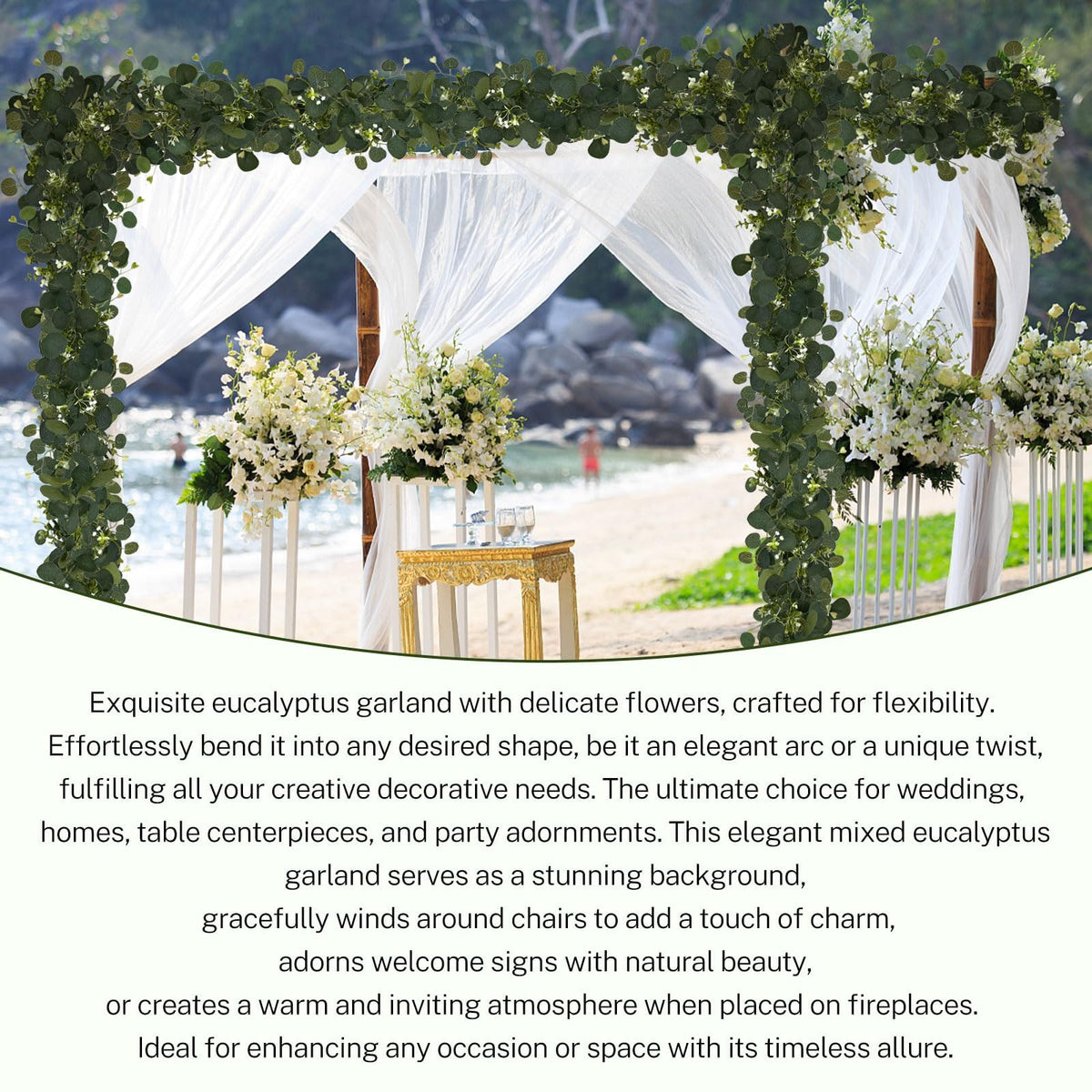 YIJXPOIN lifelike eucalyptus garland for durable, long-lasting displays.