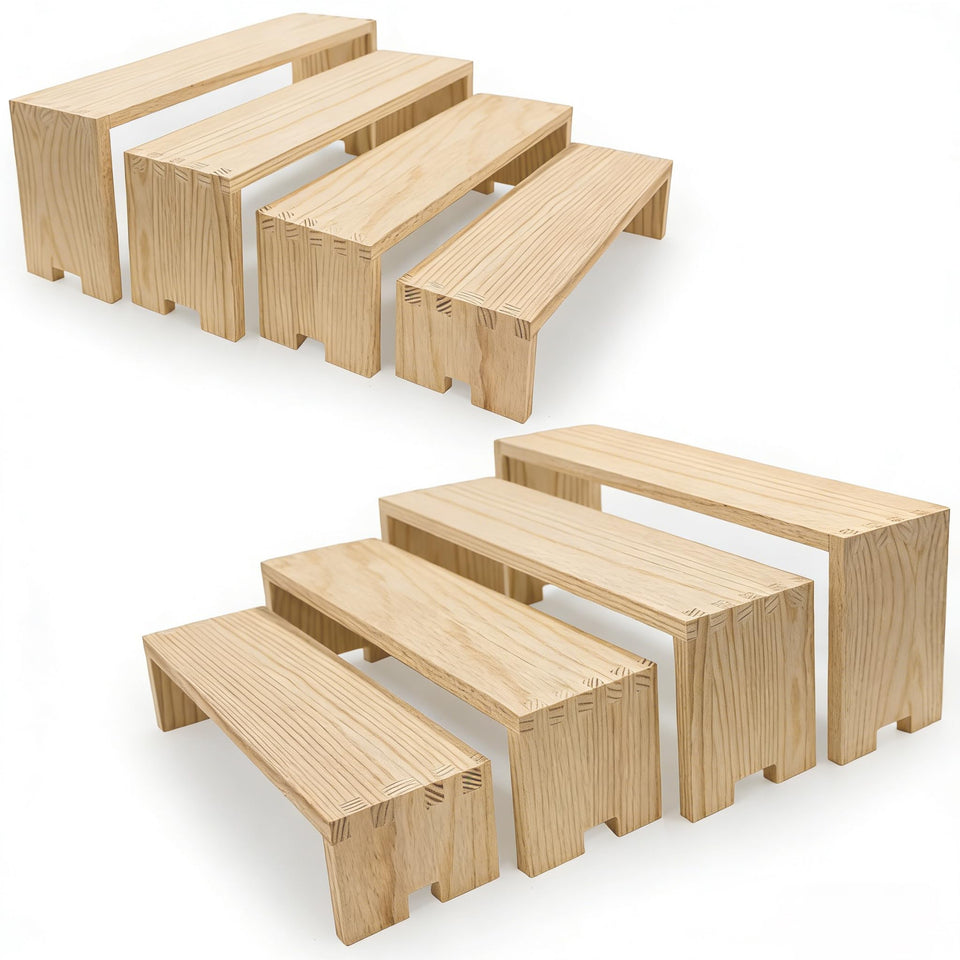 Yikaroeli large wood display risers showcase cupcakes with easy nesting and storage.