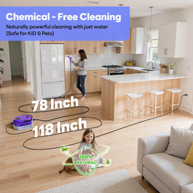 YIKEDA handheld steam cleaner with 118-inch cord extending reach.