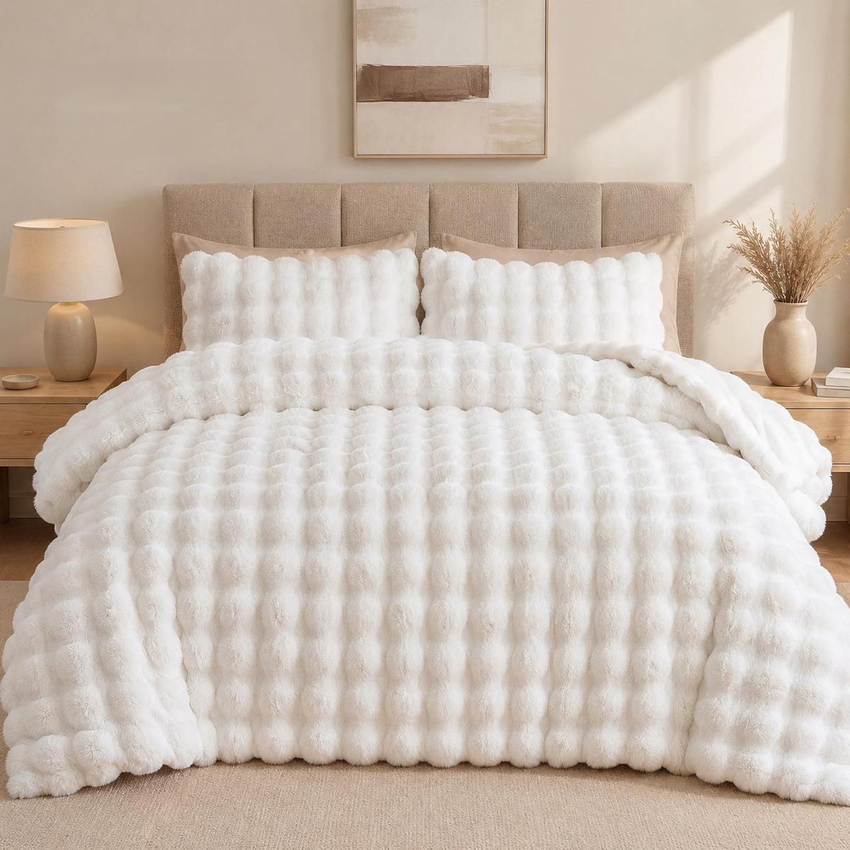 YIKUSH fluffy comforter queen loft close up showing cloud like warmth