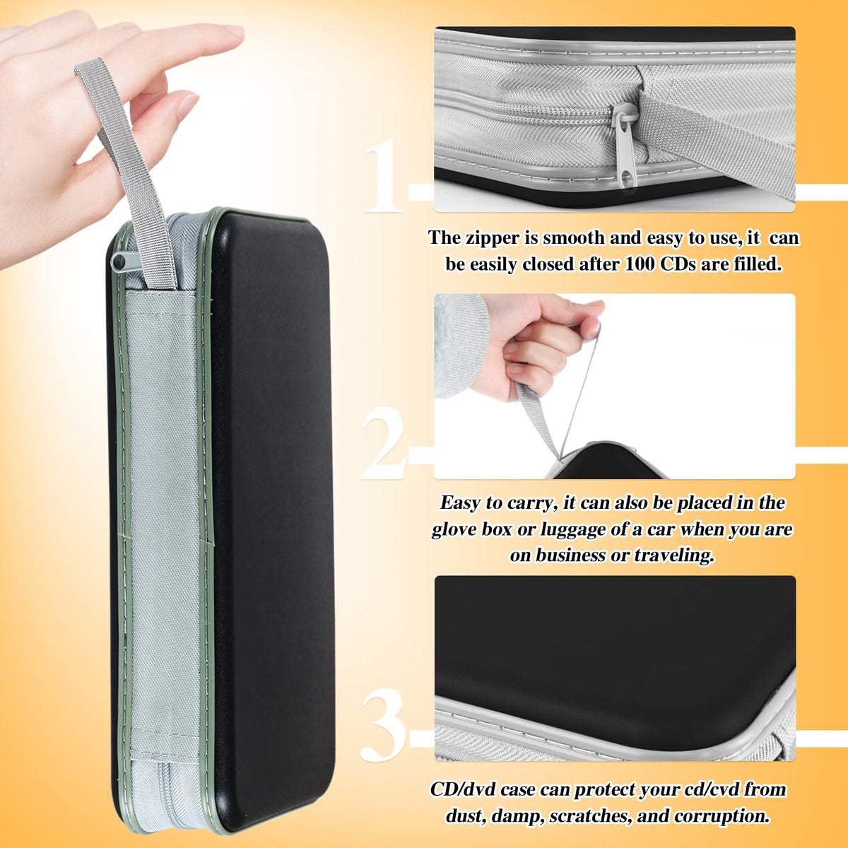 YILAG portable travel case keeps media neatly organized on the go.