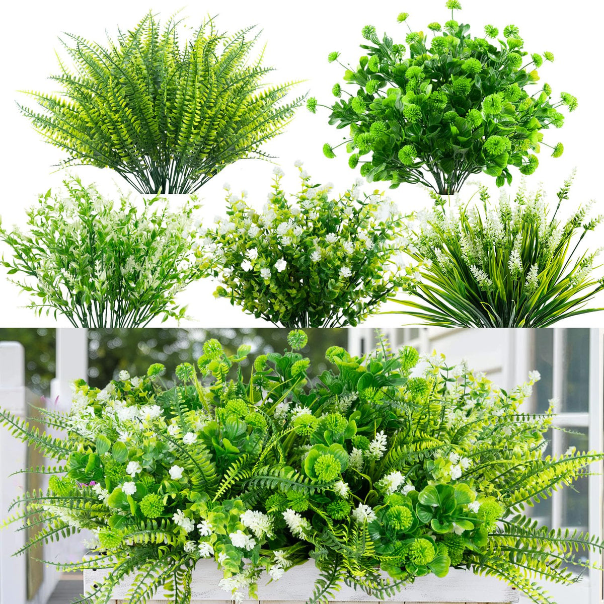 YILIUFA 14-bundle outdoor plants displayed for porch decoration and easy styling.