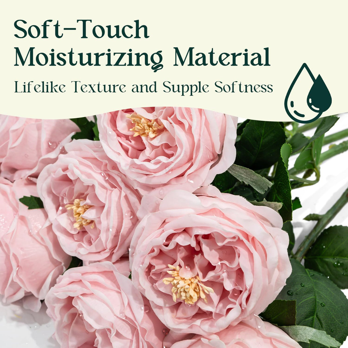 YILIUFA light pink Austin rose peony close-up shows 3D petals