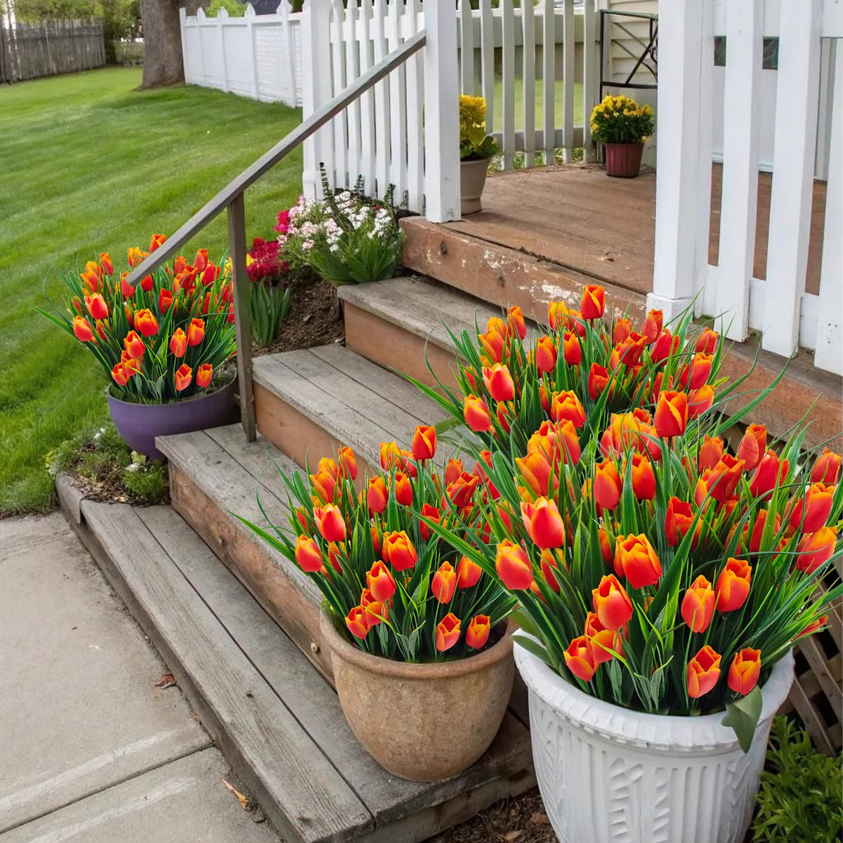 YILIUFA lifelike tulips bring color to porches, patios, and living spaces