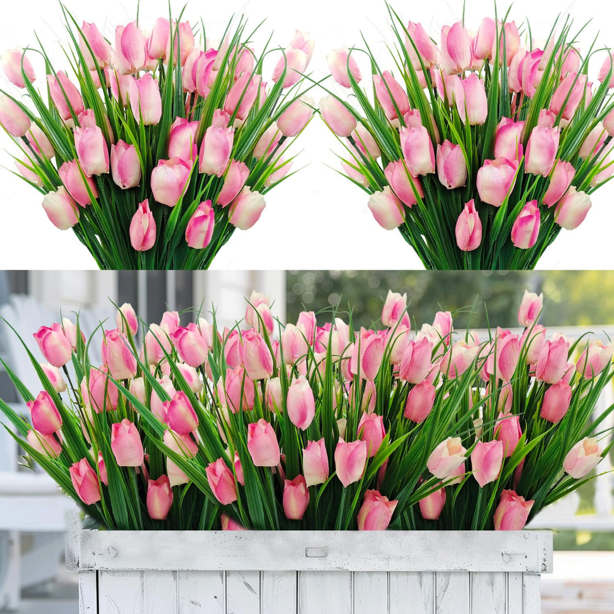 YILIUFA outdoor pink tulips in 12-bundle set brighten porches