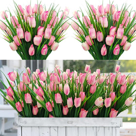 YILIUFA outdoor pink tulips in 12-bundle set brighten porches