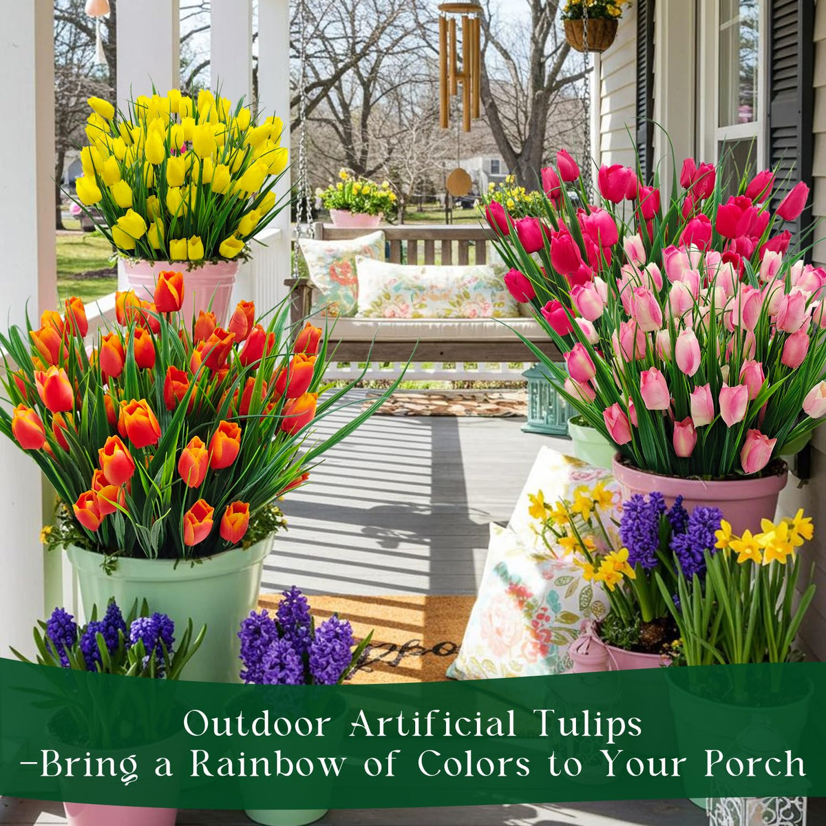 YILIUFA silk tulips with 60 heads offer lifelike texture for indoor accents