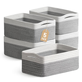 Yilobi 5-pack decorative baskets arranged on a shelf for organized spaces