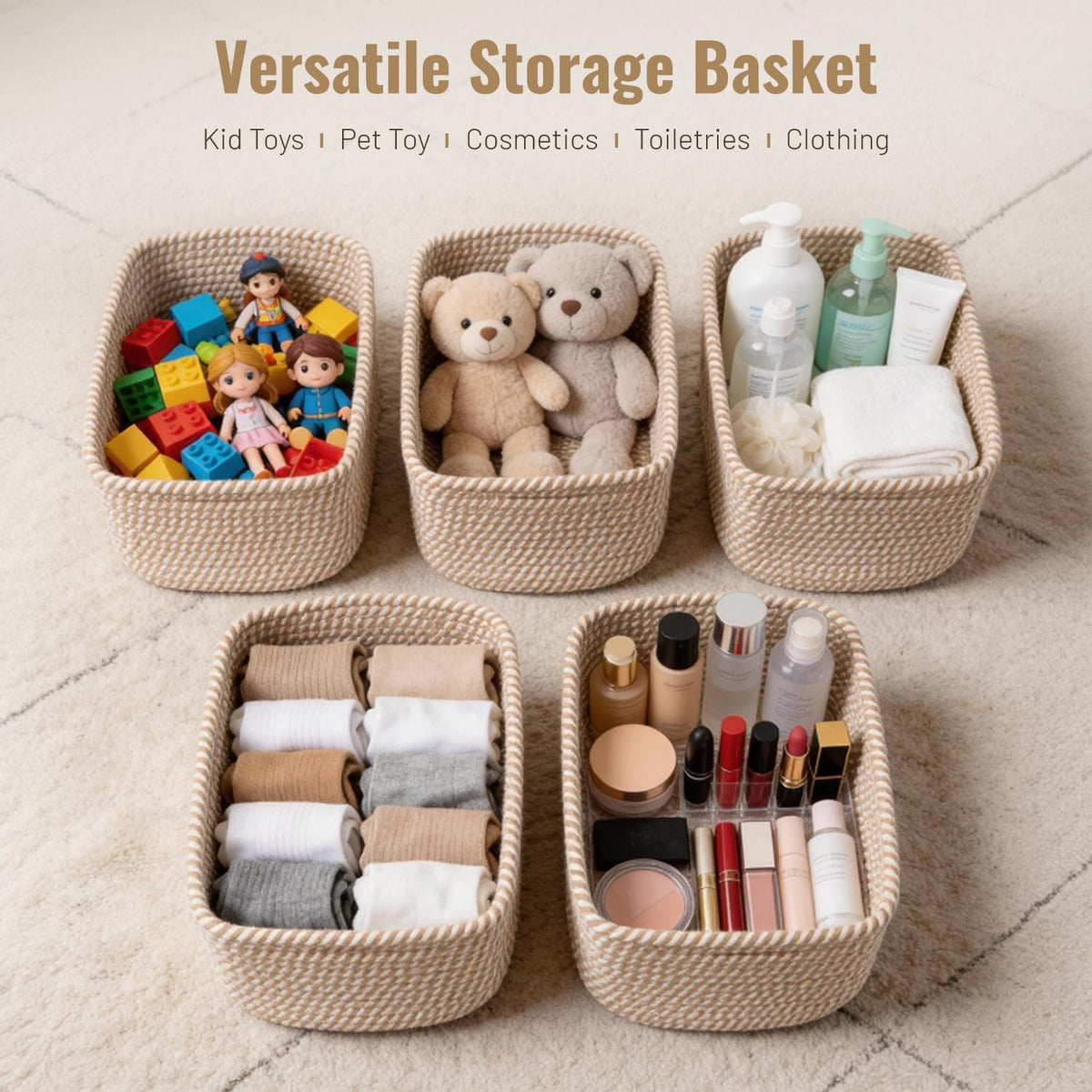 Yilobi bathroom storage basket set keeps towels neatly arranged