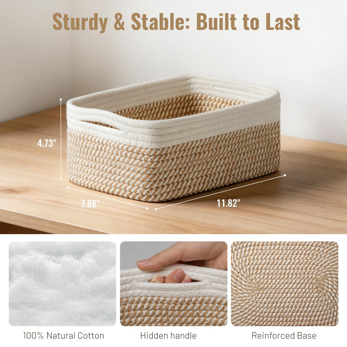 Yilobi bathroom storage basket on a shelf organized for towels