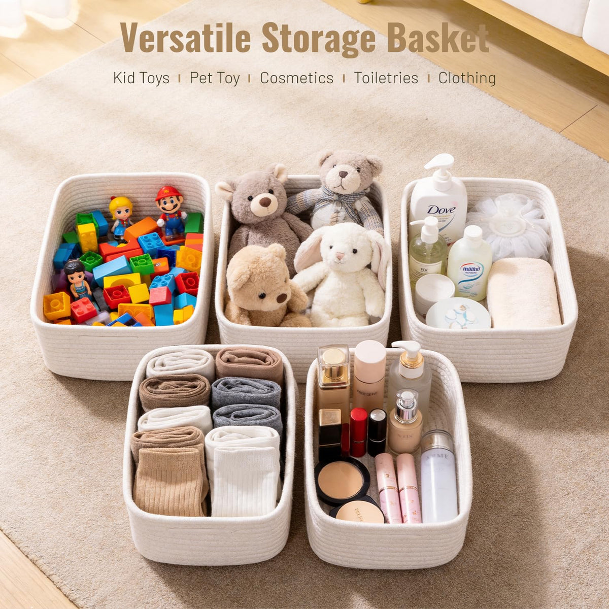Yilobi compact organizer for socks and toys on closet shelf