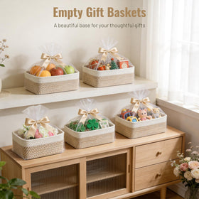 Yilobi stackable woven baskets fit compact shelves for neat spaces