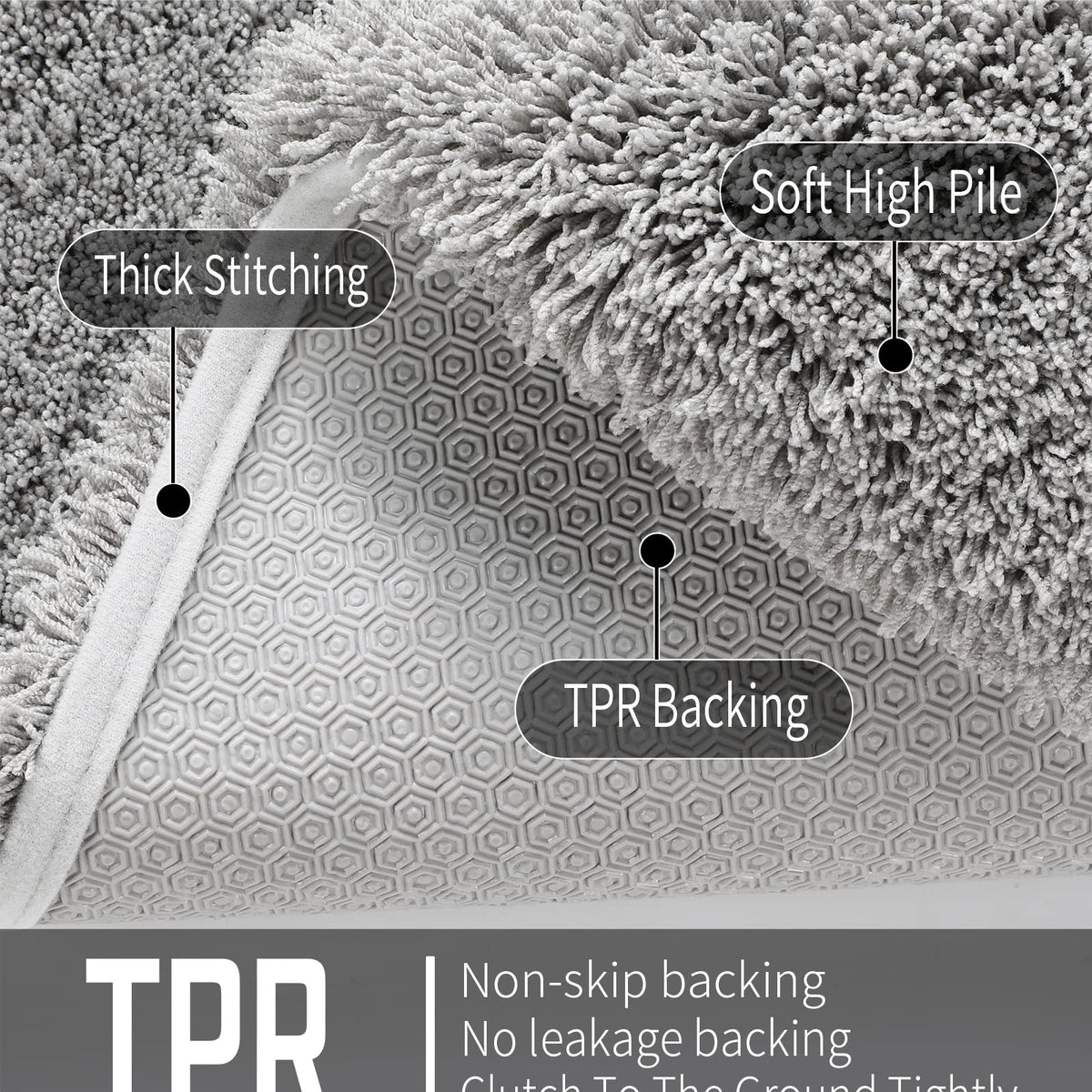 Yimobra 20x24 pure gray rug complements any bathroom decor.