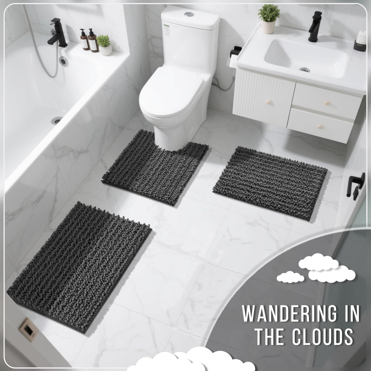 Yimobra 32x20 inch mat provides warm, dry feet after showers.