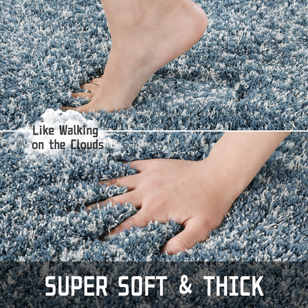 Yimobra dense-pile-bath-rug absorbs water quickly and dries fast.