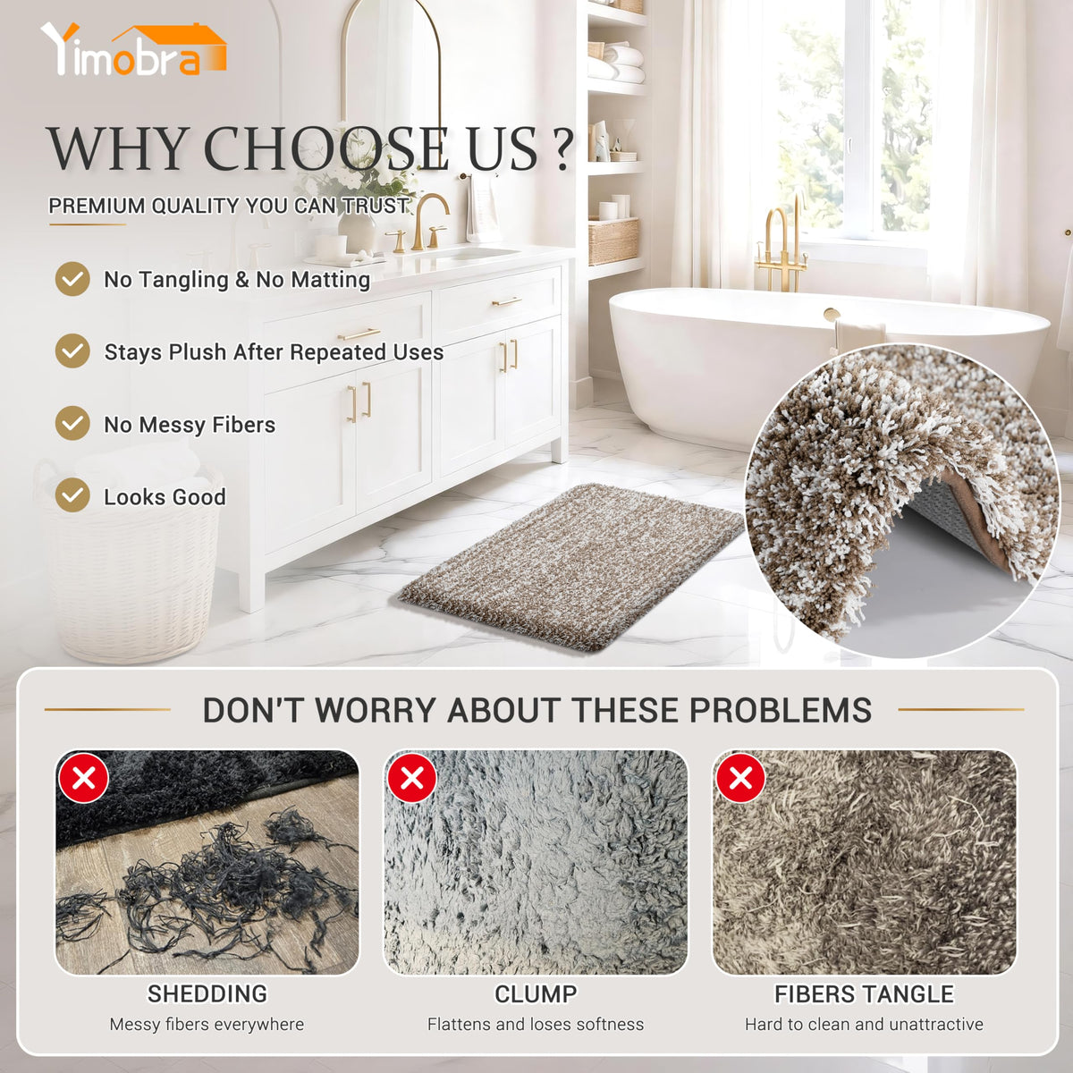 Yimobra absorbent dense pile soaks water quickly after showers