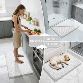 Yimobra bath mat machine washable for easy care and lasting color.