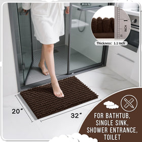 Yimobra bath rug showing non-slip backing for safe placement.