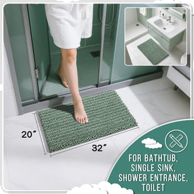 Yimobra bath mat non-slip backing grips dry floors for safety.