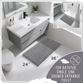 Yimobra bath mat with non-slip backing for secure placement on dry floors.