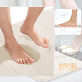 Yimobra bath mat diamond-tread backing provides reliable non-slip grip on wet floors.