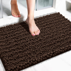 Yimobra bath mat with soft chenille surface for cloud-like comfort.