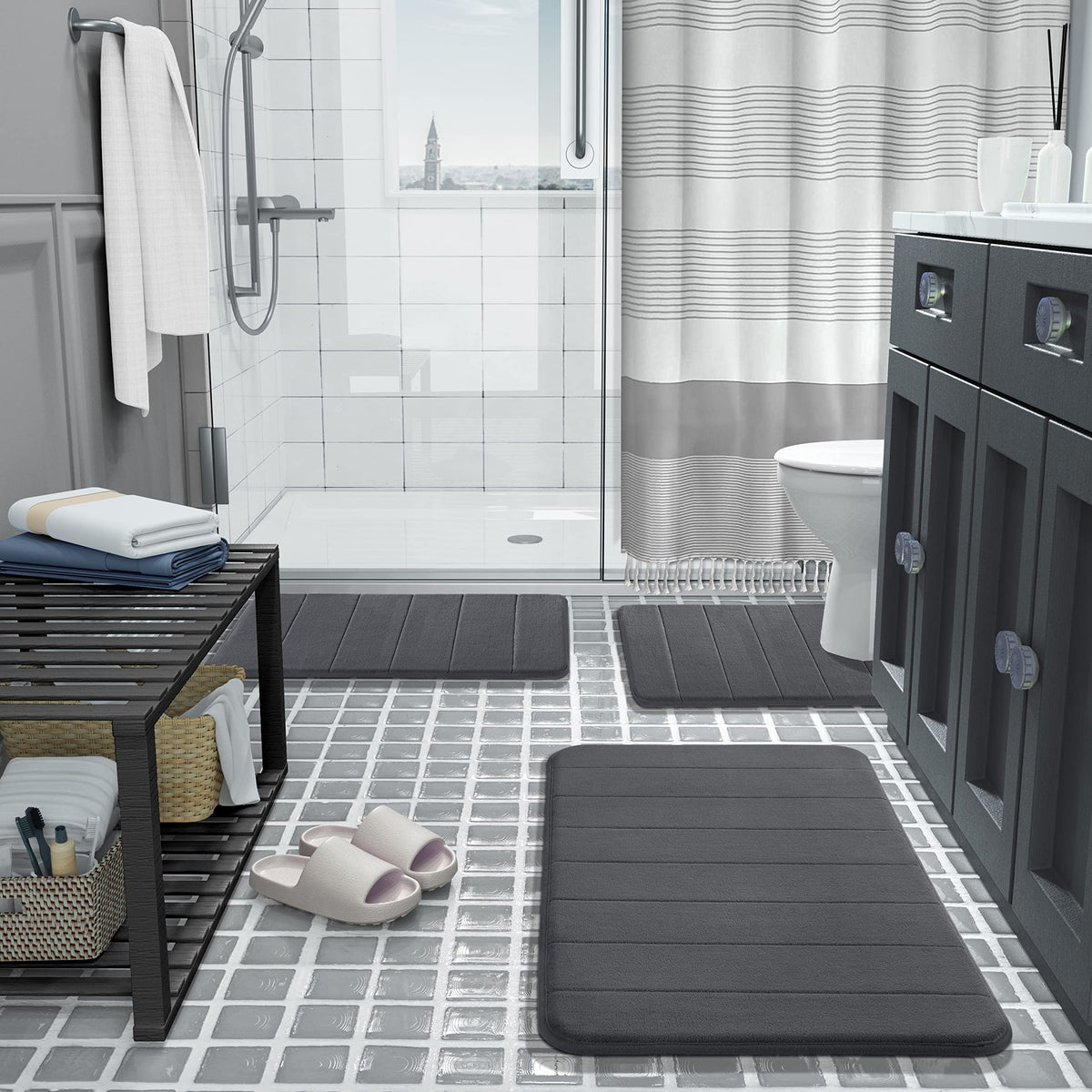 Yimobra bath mat versatile for tubs, showers, and vanity spaces
