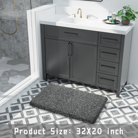 Yimobra bath rug machine-wash-ready label indicates easy care