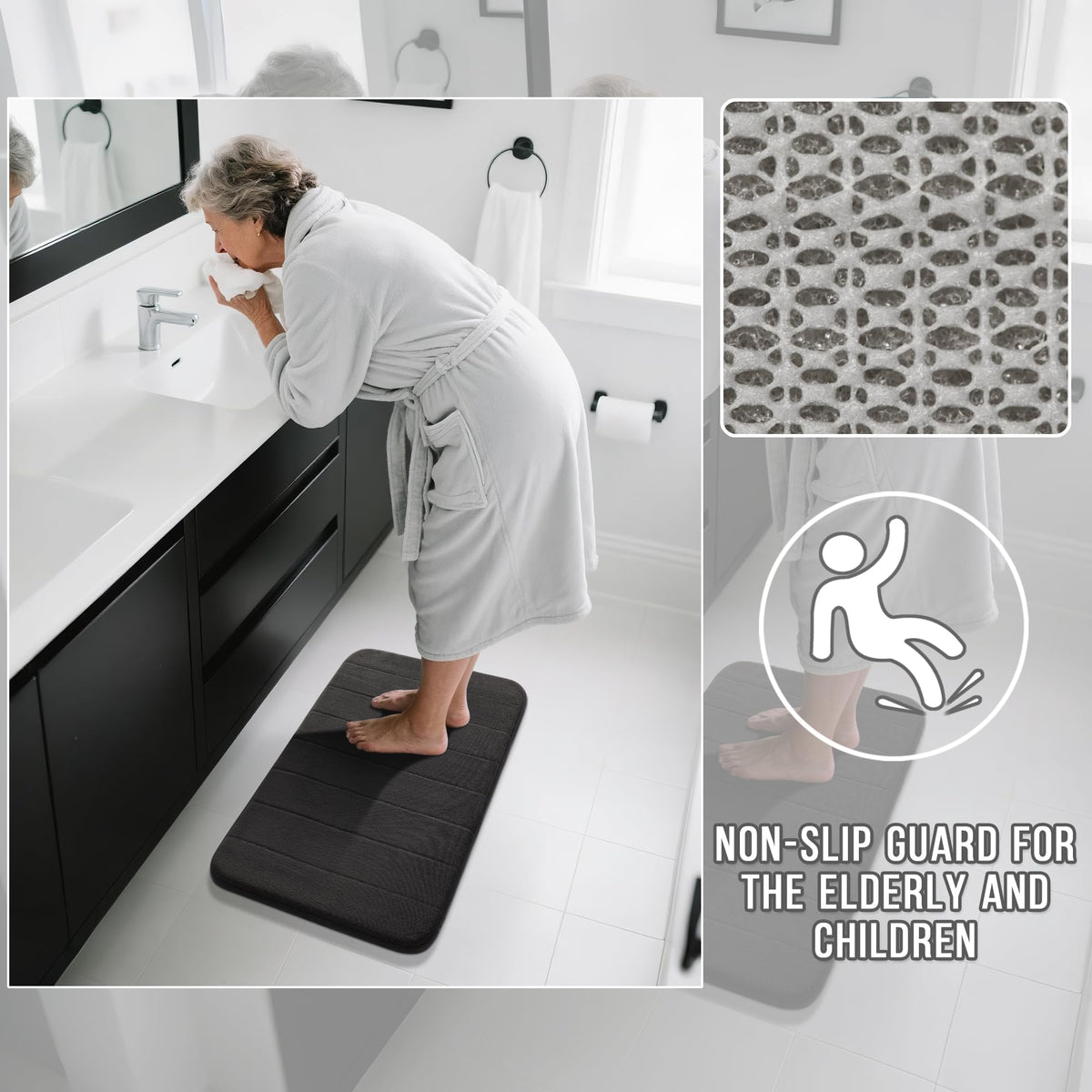 Yimobra bath rug is machine washable for easy care and color retention