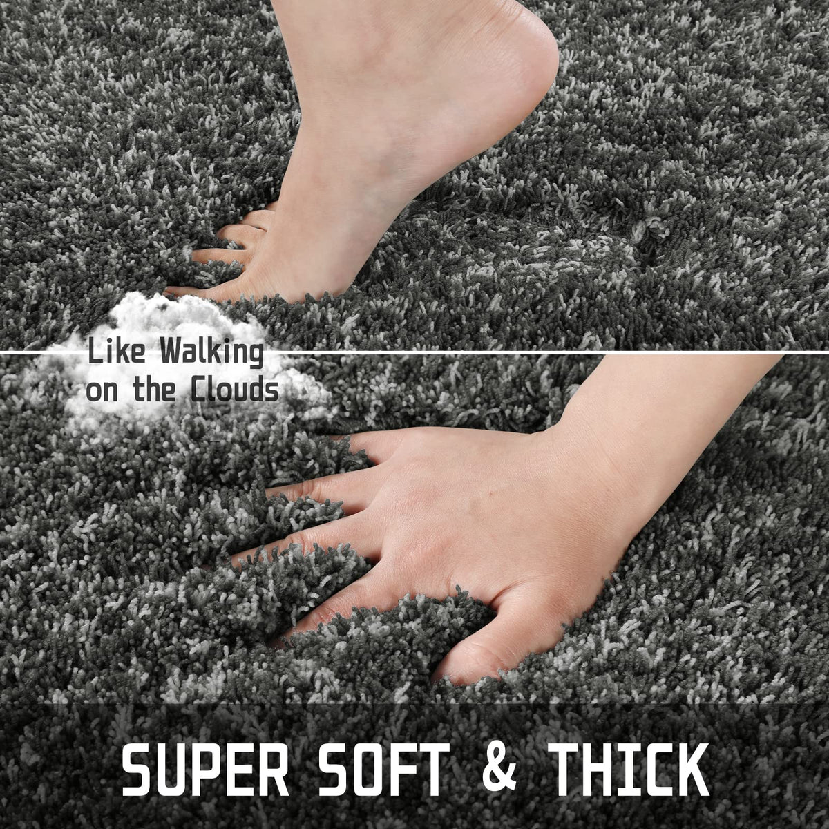 Yimobra bath rug non-slip bottom hexagon detail emphasizes safety on wet floors